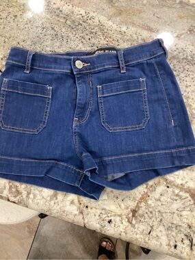 Express Blue Denim Front Patch Pocket Shorts